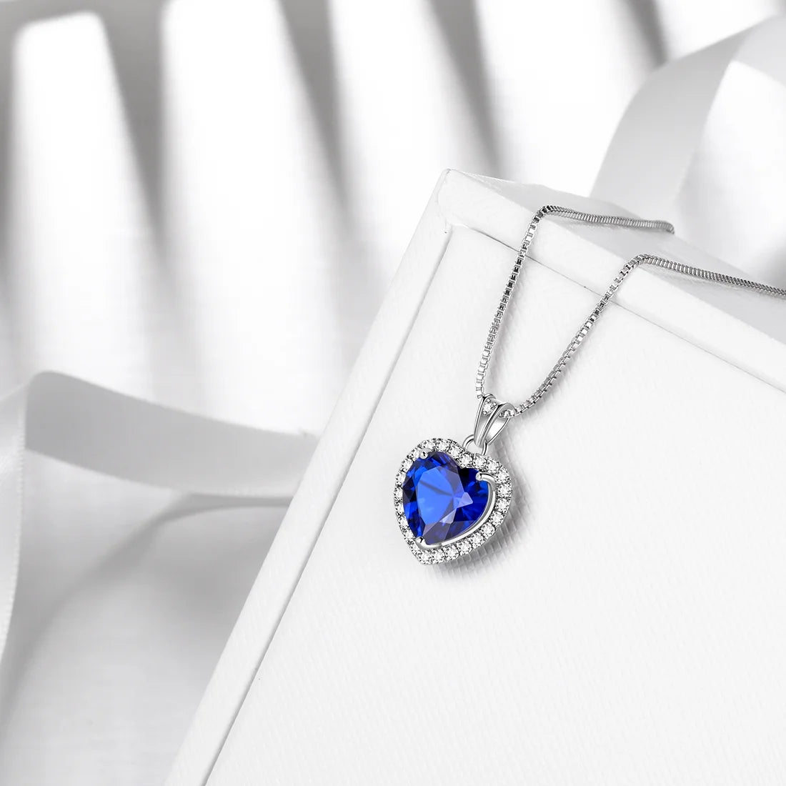 Stunning September Birthstone Blue Heart Necklace in 925 Sterling Silver - Perfect Gift for Birthdays and Mother's Day