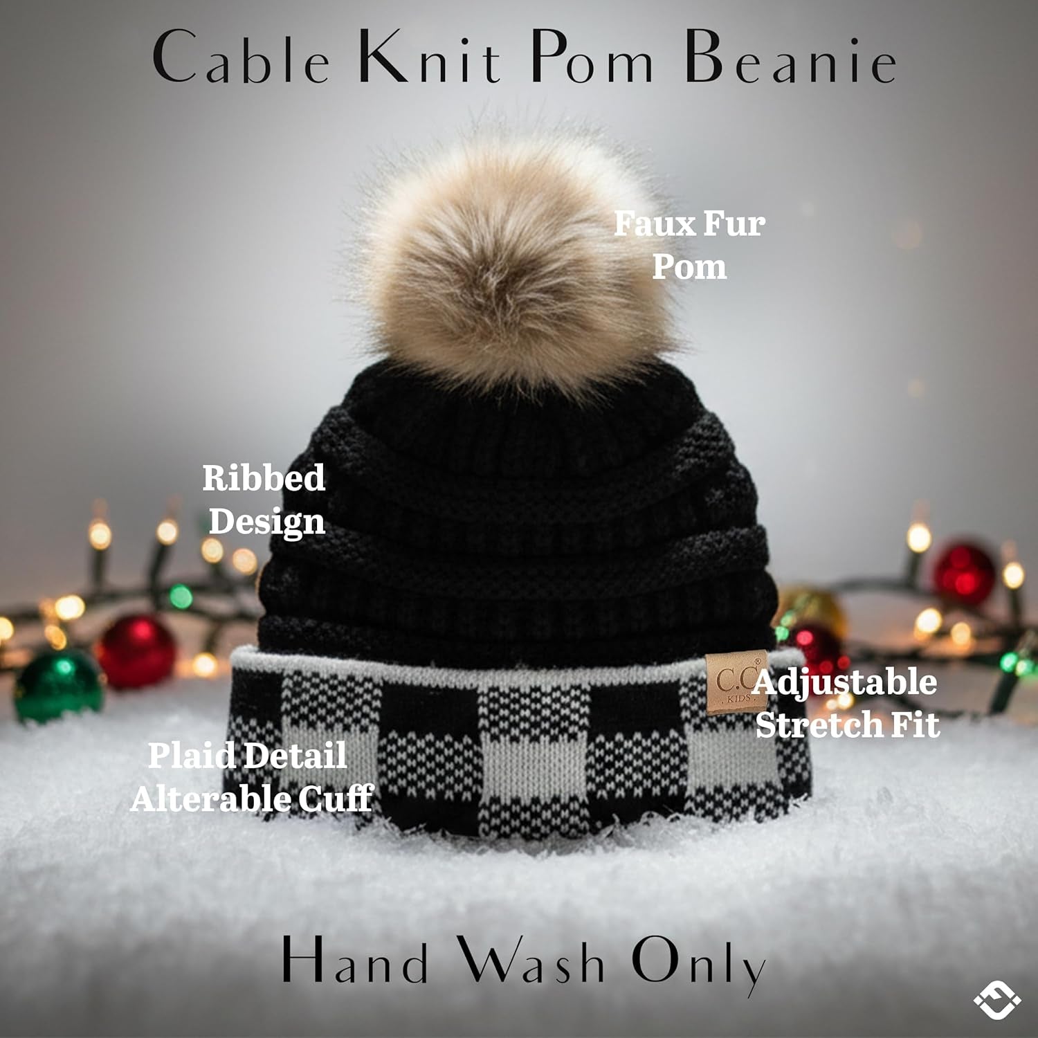 Cozy Toddler Cable Knit Pom Beanie - Warm Winter Hat for Children