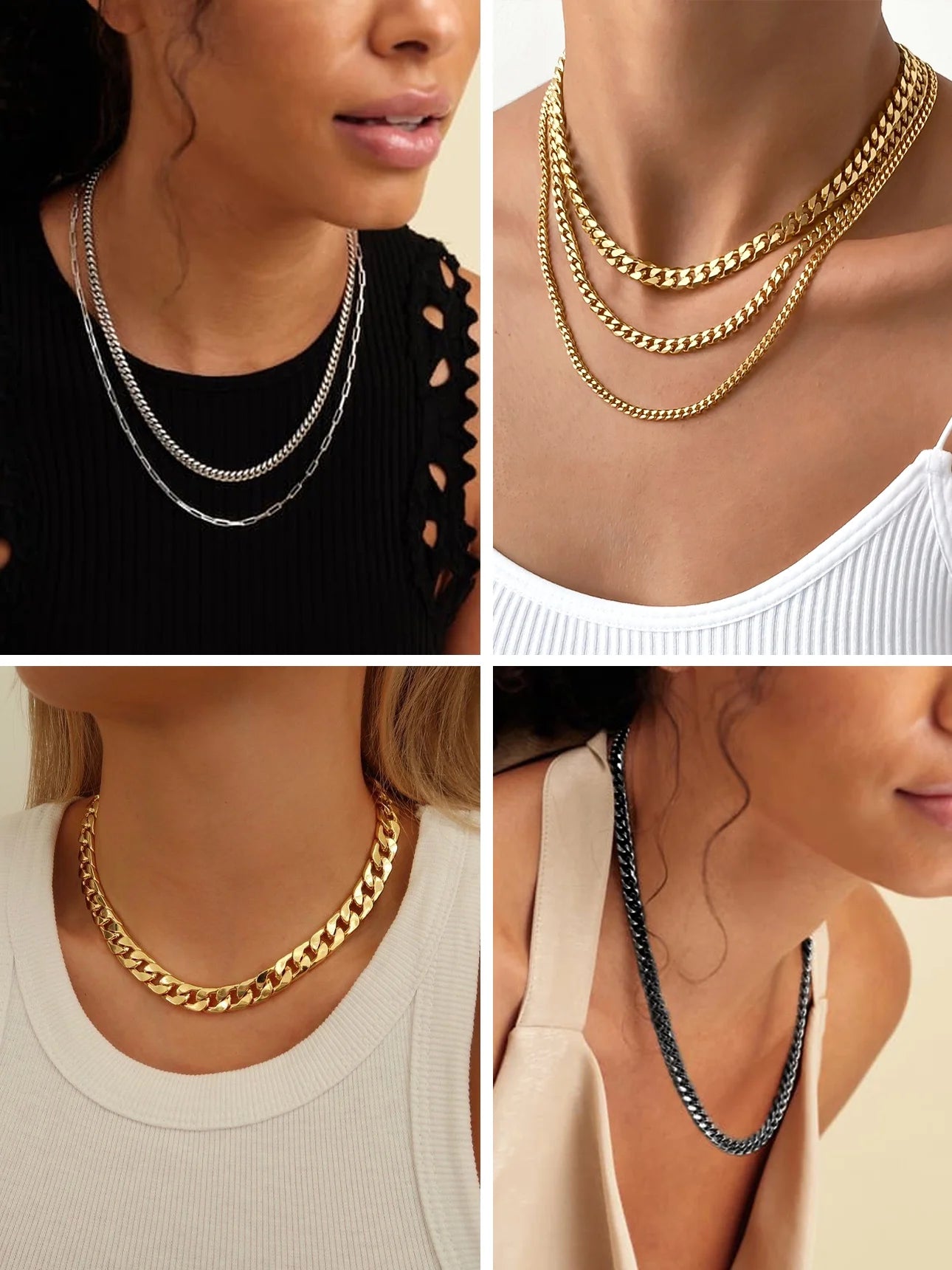 Stunning 30" 18K Gold Filled Cuban Chain Necklace - Heavy Chunky Stainless Steel Curb Design for Women - Perfect Hip Hop Punk Jewelry