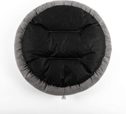 Round Donut Pet Cushion Bed for Cats and Small Dogs, 20-Inch, Anti-Slip Water-Resistant Base, Ultra-Soft Durable Fabric, Washable Luxury Design in Gray