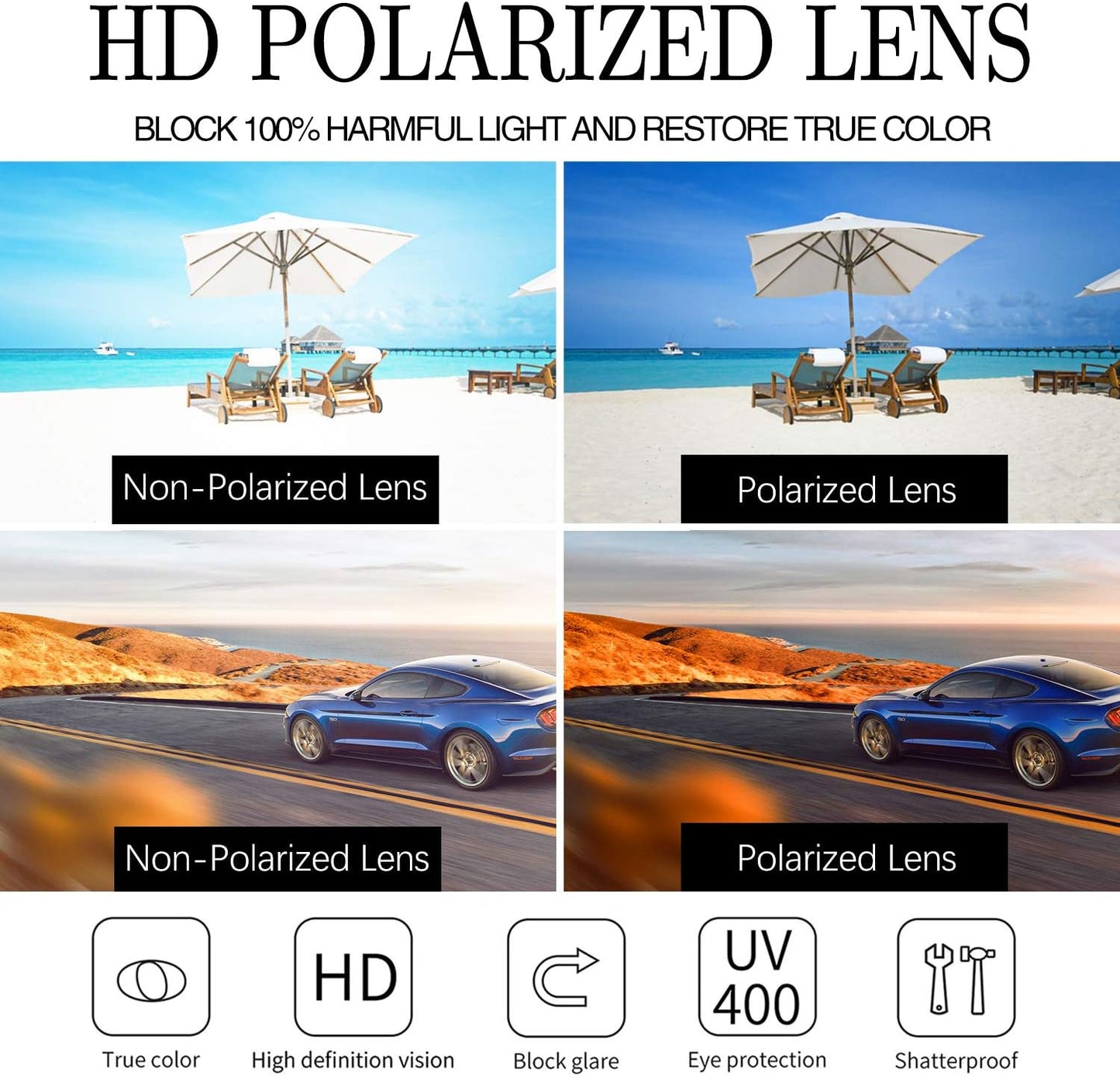 Sunglasses for Women - Polarized UV Protection, Trendy Design