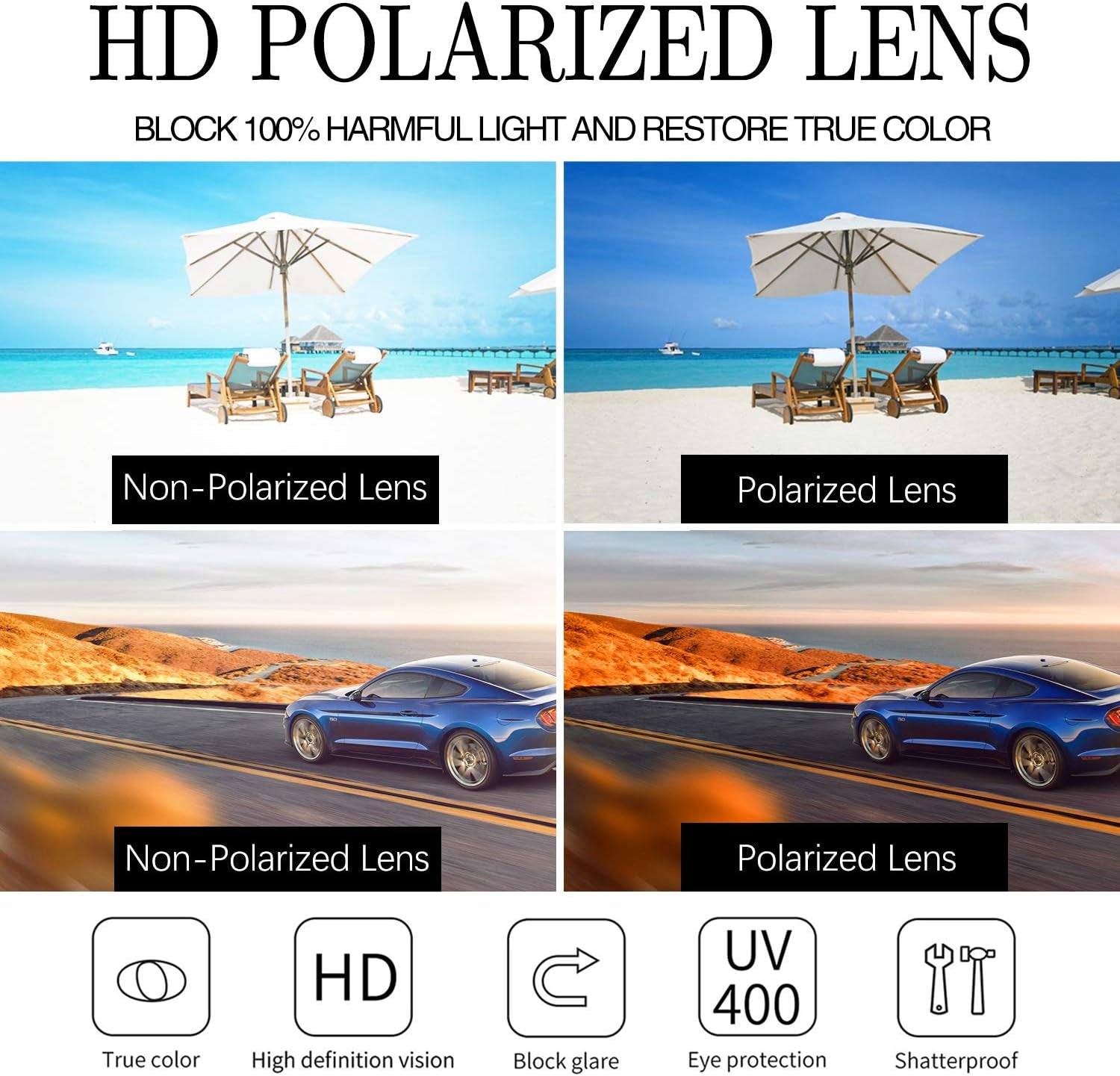 Sunglasses for Women - Polarized UV Protection, Trendy Design