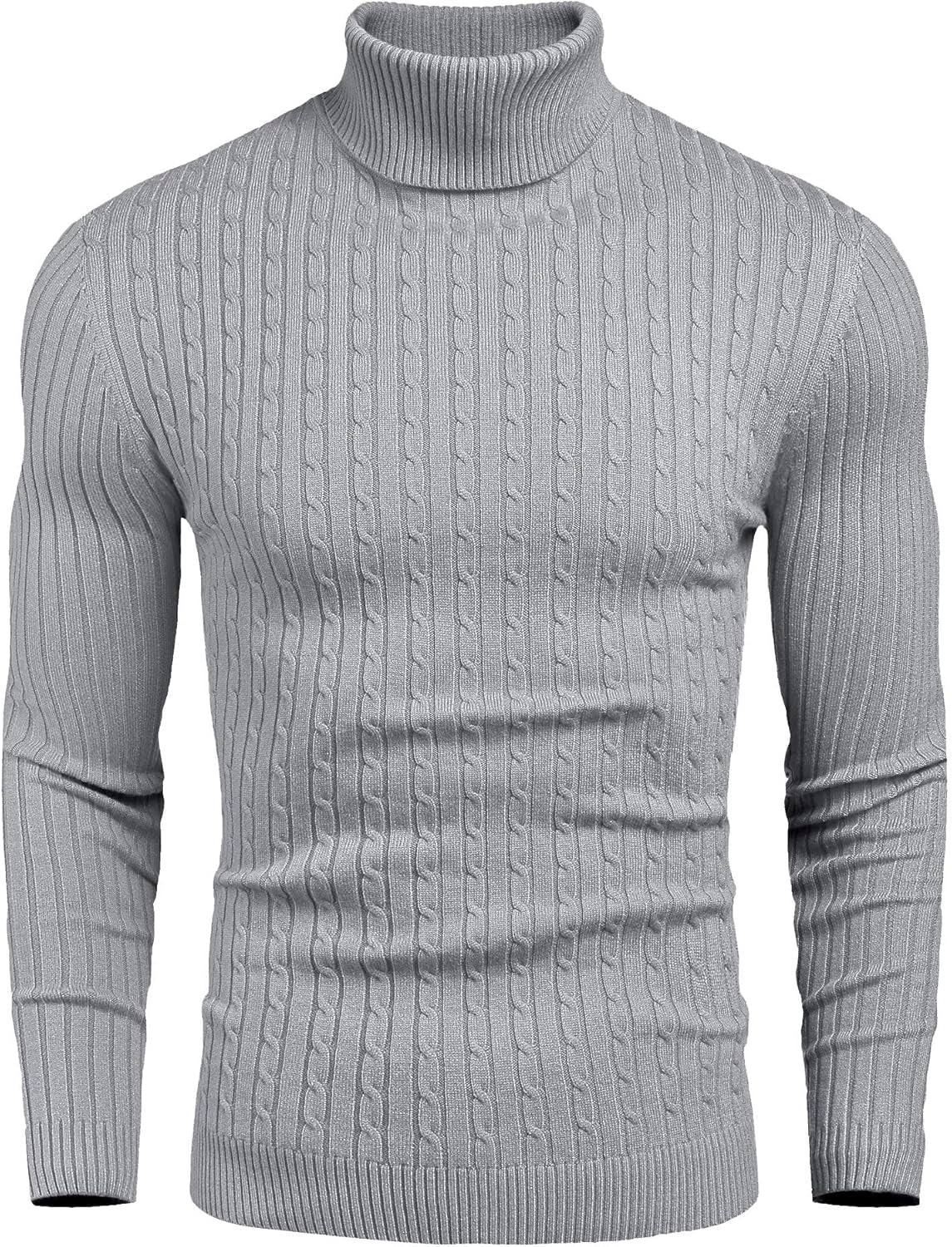 Men's Slim Fit Cable Knit Turtleneck Thermal Sweater