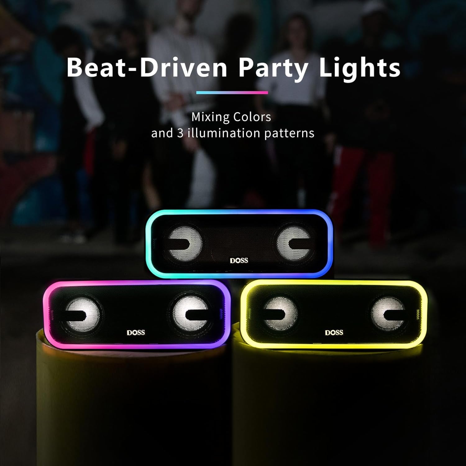 Soundbox Pro+ Bluetooth Speaker - 24W High-Performance Sound, Enhanced Bass, IPX6 Waterproof, 15 Hours Playtime, Wireless Stereo Pairing, Colorful LED Lights, 66 FT Range - Grey
