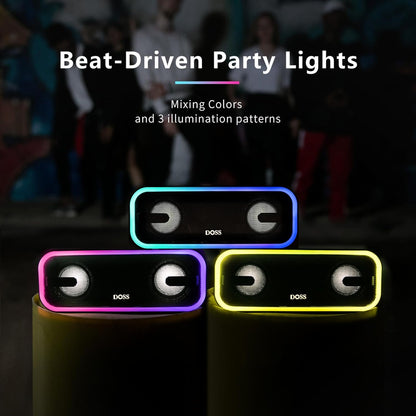 Soundbox Pro+ Bluetooth Speaker - 24W High-Performance Sound, Enhanced Bass, IPX6 Waterproof, 15 Hours Playtime, Wireless Stereo Pairing, Colorful LED Lights, 66 FT Range - Grey