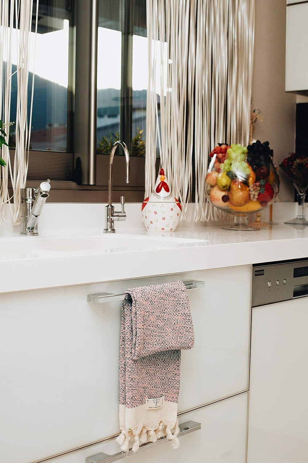 Smyrna Vintage Series Turkish Cotton Hand Towels, 16x40 Inches, Set of 2 Decorative Towels in Blush Pink for Bathroom, Kitchen, Face, Hair, Tea, Yoga, Gym, and Dishcloth Use