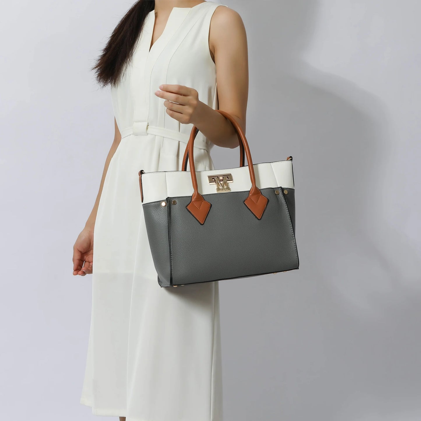 Brynlee Women's Navy Tote Bag & Wristlet Wallet Set - Stylish Crossbody Handbag by Mia K