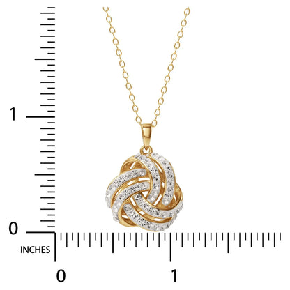 Exquisite 18K Gold Love Knot Pendant & Earring Set with Sparkling Crystals