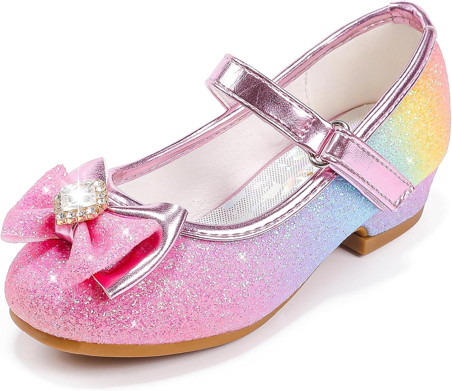 Girls' Mary Jane Dress Shoes - Glitter Heels for Weddings and Special Occasions