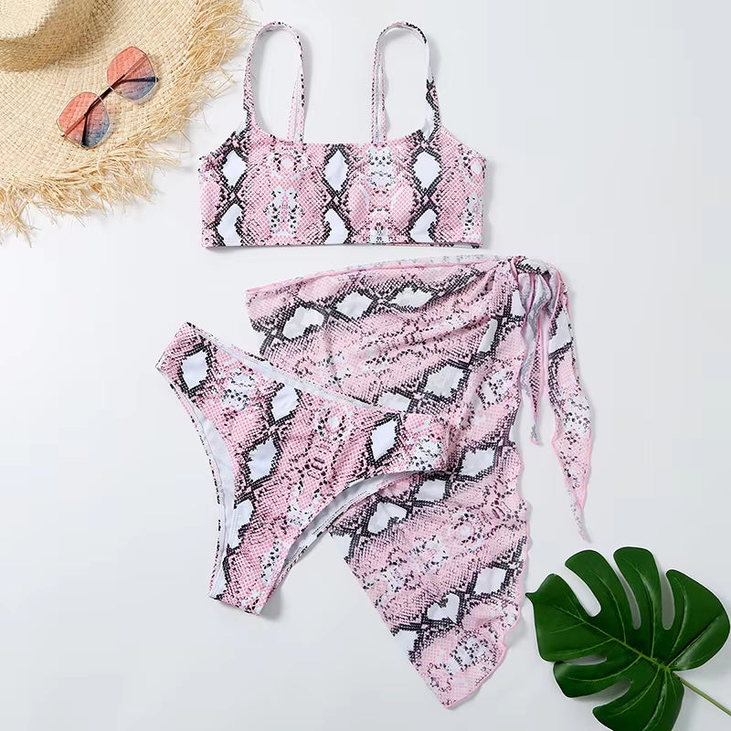 Sexy Marble Print Bikini 2021 Women Push up Bra Underwire 3 Piece Swimsuit Brazilian Beach Bathing Suit Swimwear Swimming Suits