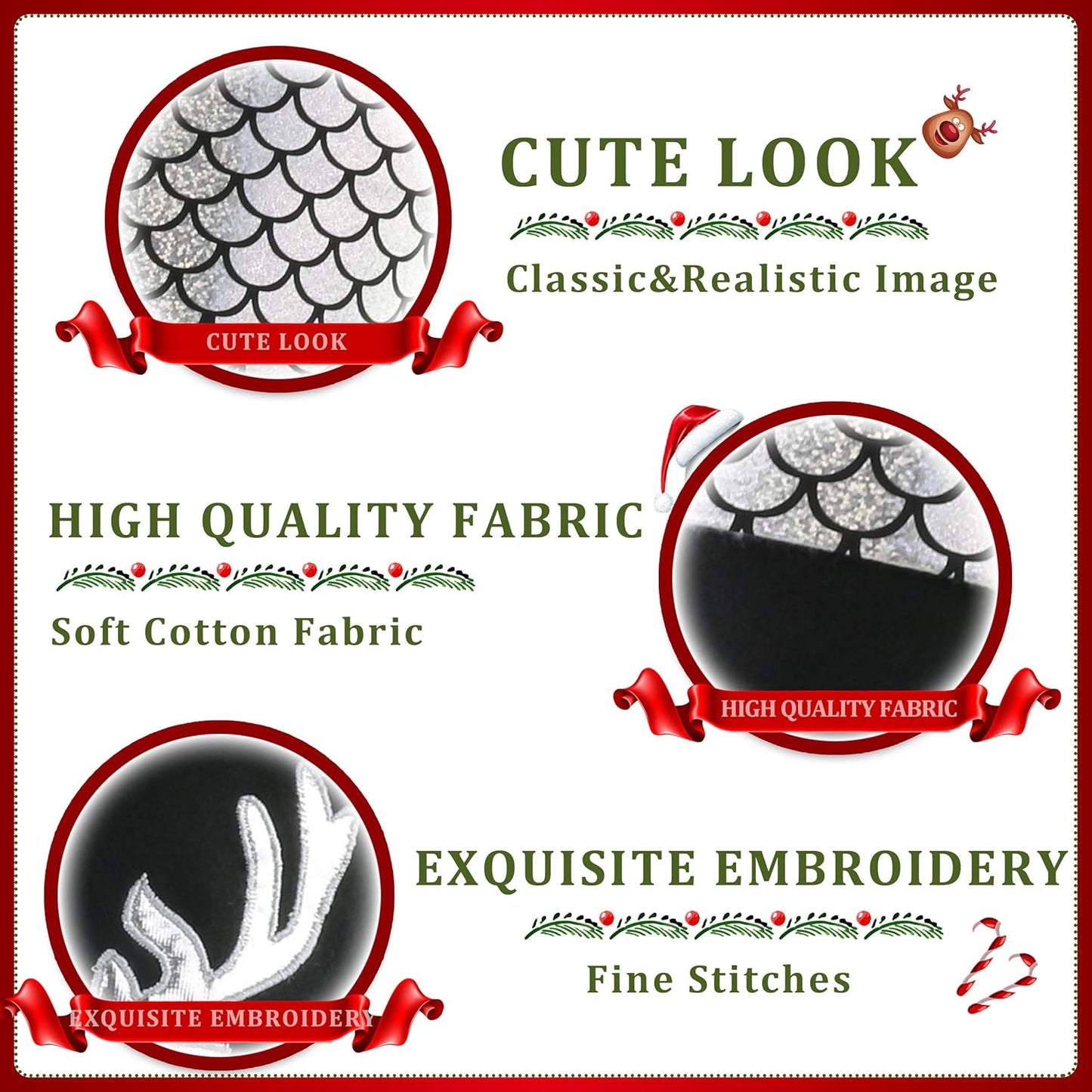 18-Inch Luxury Gold Christmas Stockings Set of 3 - Santa, Snowman, and Reindeer Designs for Kids and Family