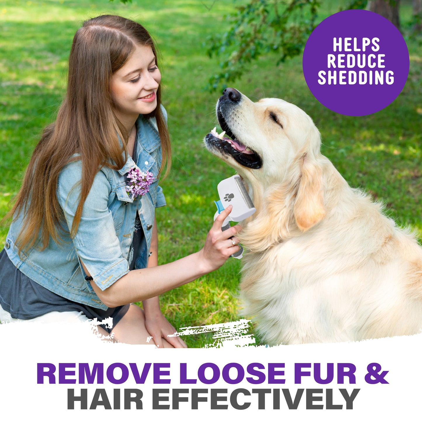 Self-Cleaning Pet Grooming Brush - Effortlessly Removes Loose Fur and Hair for Dogs and Cats
