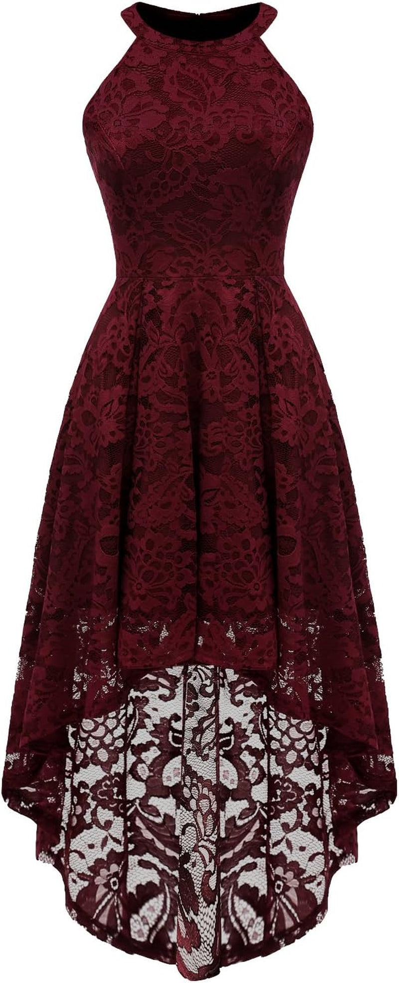 Women's Halter Lace Hi-Lo Cocktail Dress for Weddings and Formal Events
