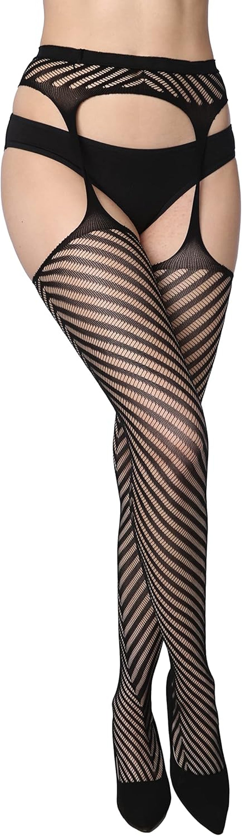 Women's Lace Fishnet Stockings - Sexy Pantyhose in Regular and Plus Sizes (Pack of 6)