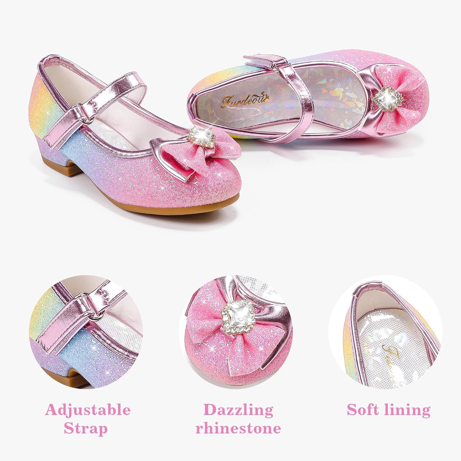 Girls' Mary Jane Dress Shoes - Glitter Heels for Weddings and Special Occasions