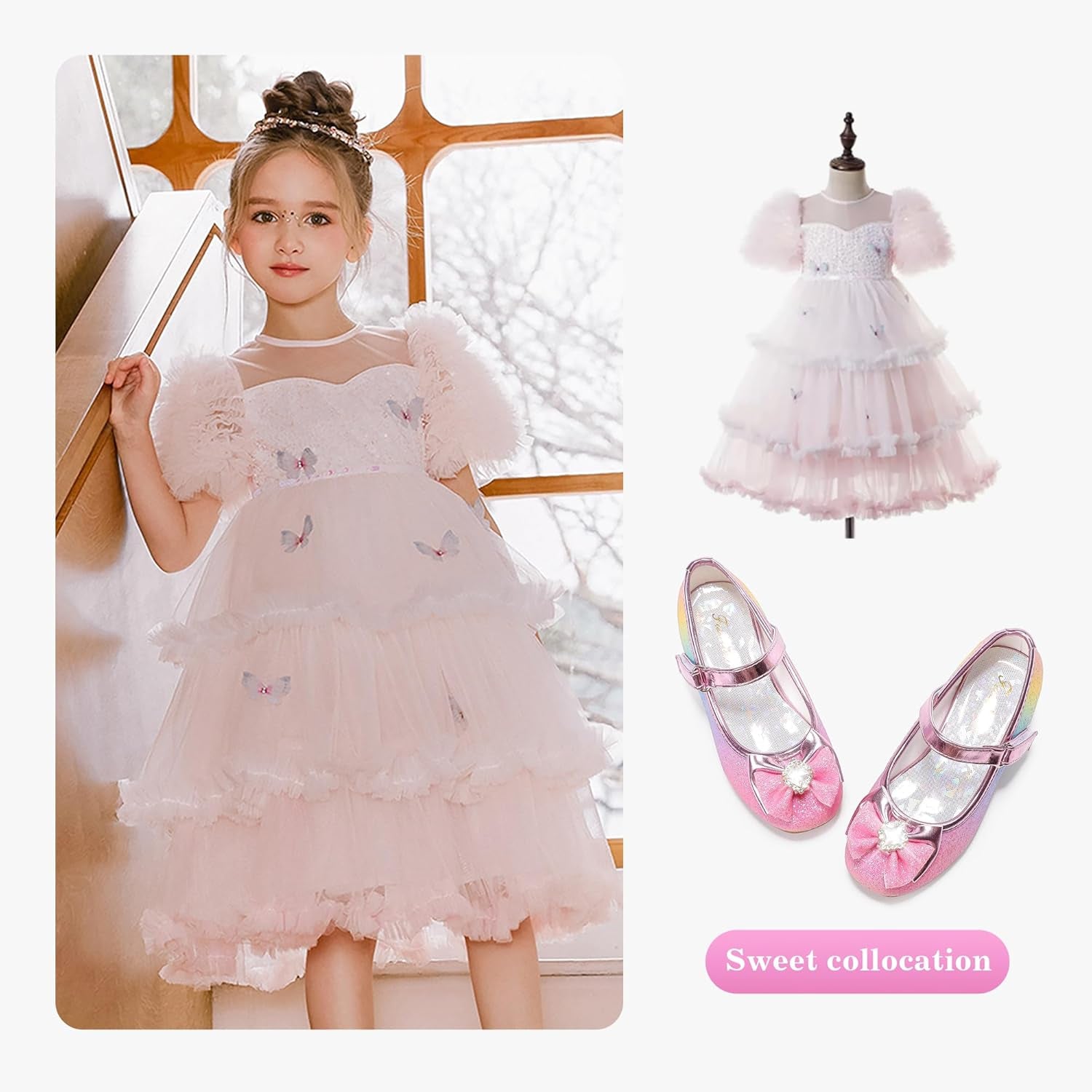 Girls' Mary Jane Dress Shoes - Glitter Heels for Weddings and Special Occasions