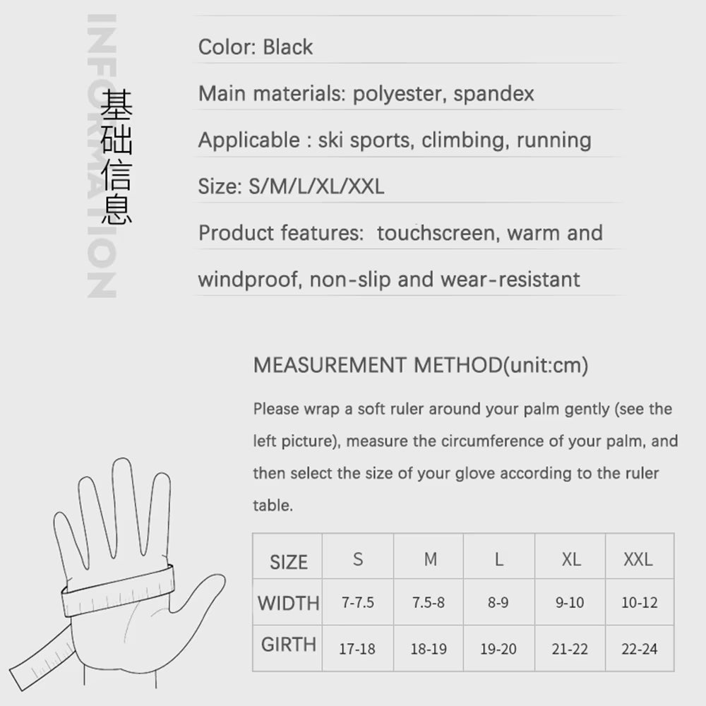 Winter Waterproof Men'S Gloves Touchscreen Windproof Sports Fishing Driving Motorcycle Ski Non-Slip Warm Cycling Women Gloves