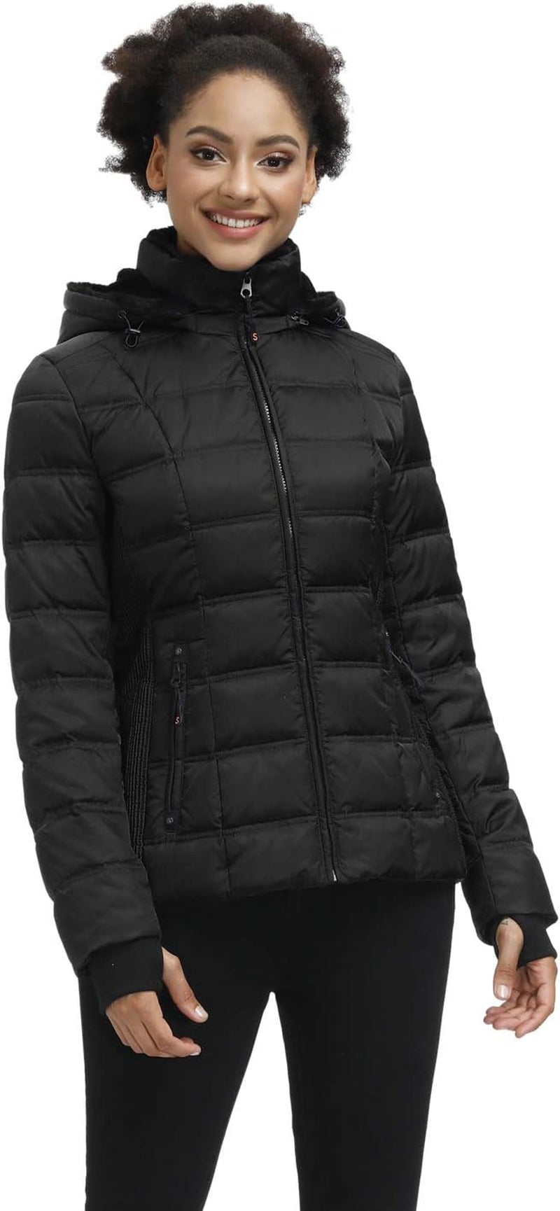 Women's Warm Hooded Puffer Jacket with Faux-Fur Trim for Winter