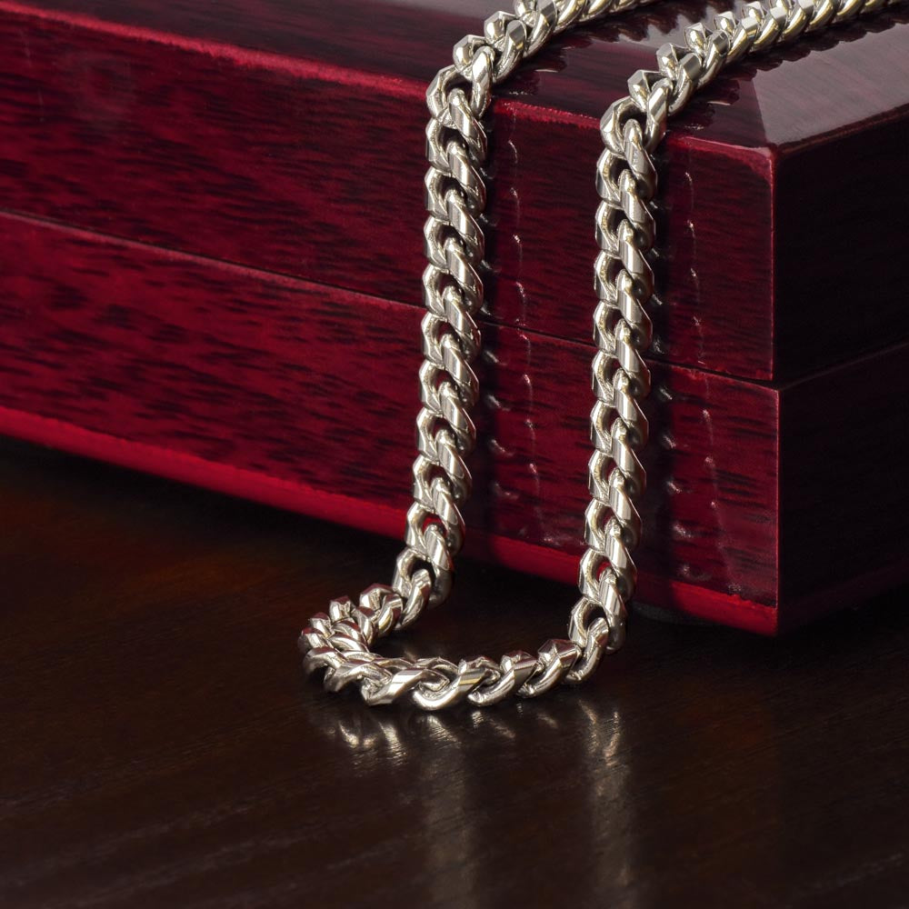 Sentimental Gift for My Man, Meaningful Boyfriend Cuban Link 18" Chain Necklace