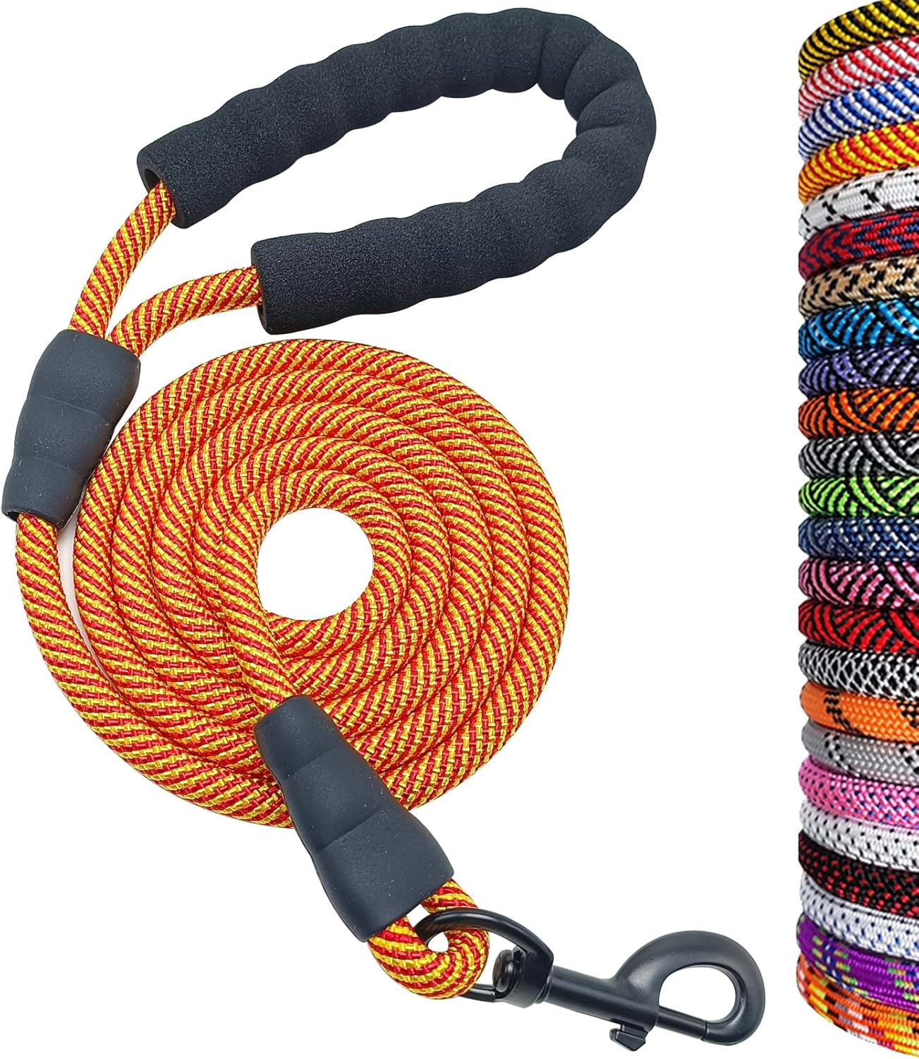 Heavy-Duty Nylon Dog Leash, 6 FT with Soft Padded Handle for Large and Medium Breeds (Orange, 1/2" x 6 FT)