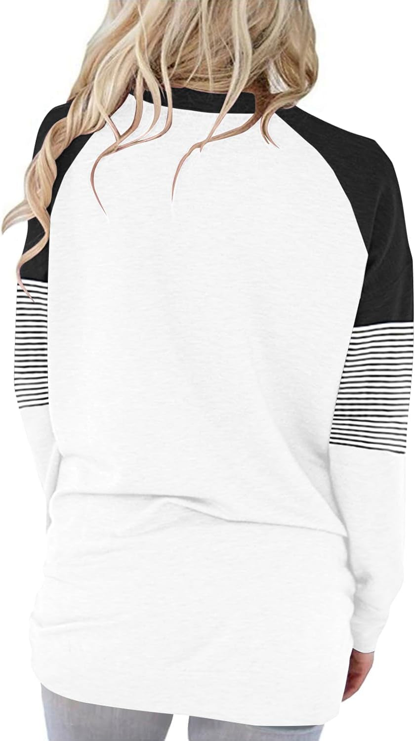 Women's Long Sleeve Crewneck Sweatshirt - Casual Loose Fit Top