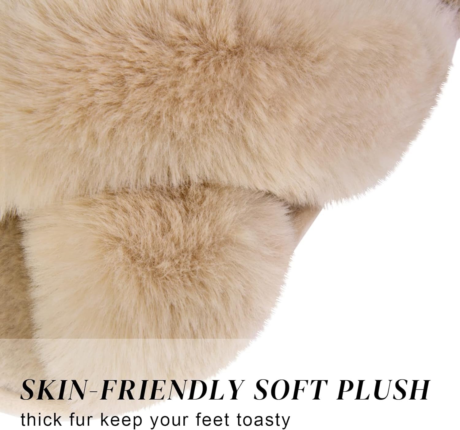 Women's Fuzzy Cross Band Slippers with Memory Foam - Comfortable Open Toe Indoor Footwear for Ladies