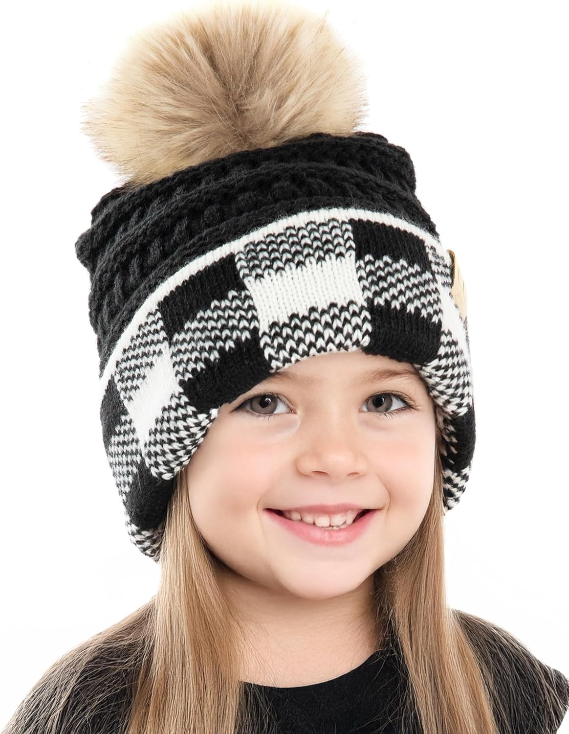 Cozy Toddler Cable Knit Pom Beanie - Warm Winter Hat for Children