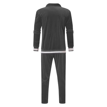 Men's 2023 Velour Tracksuit - Warm Full Zip Jacket & Jogger Sweatpants Set for Fitness & Sports