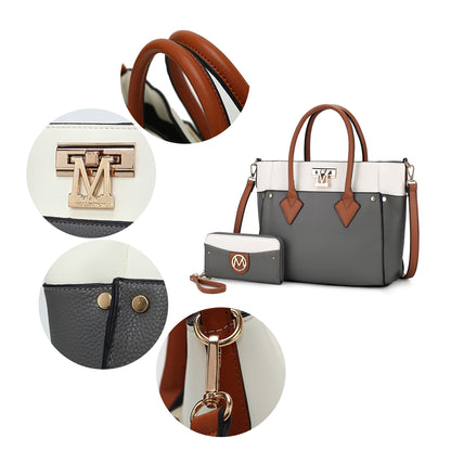 Brynlee Women's Navy Tote Bag & Wristlet Wallet Set - Stylish Crossbody Handbag by Mia K