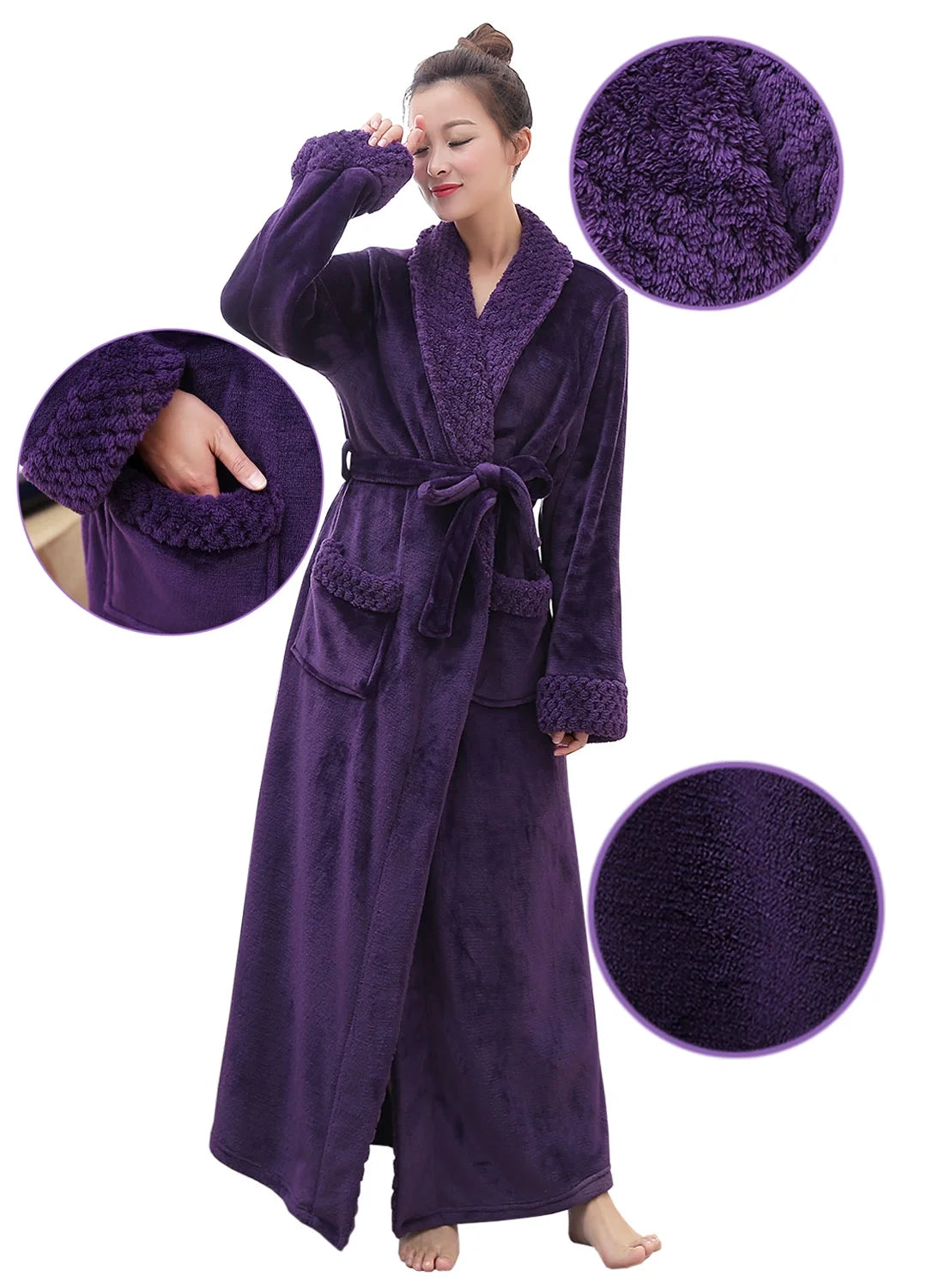 Indulge in Luxury:  Women's Soft Fleece Bathrobe - Cozy Long Spa Robe for Ultimate Comfort
