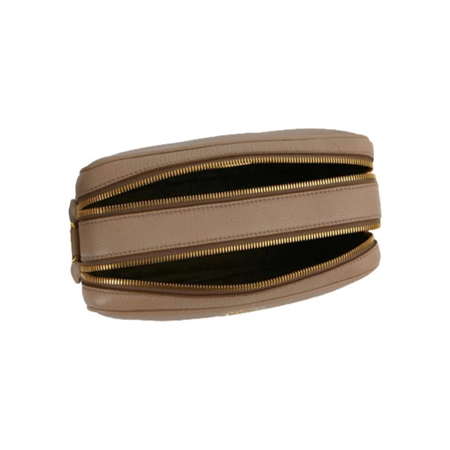 Beige Vitello Phenix Leather Double Zip Crossbody Bag - Stylish & Versatile 1BH079