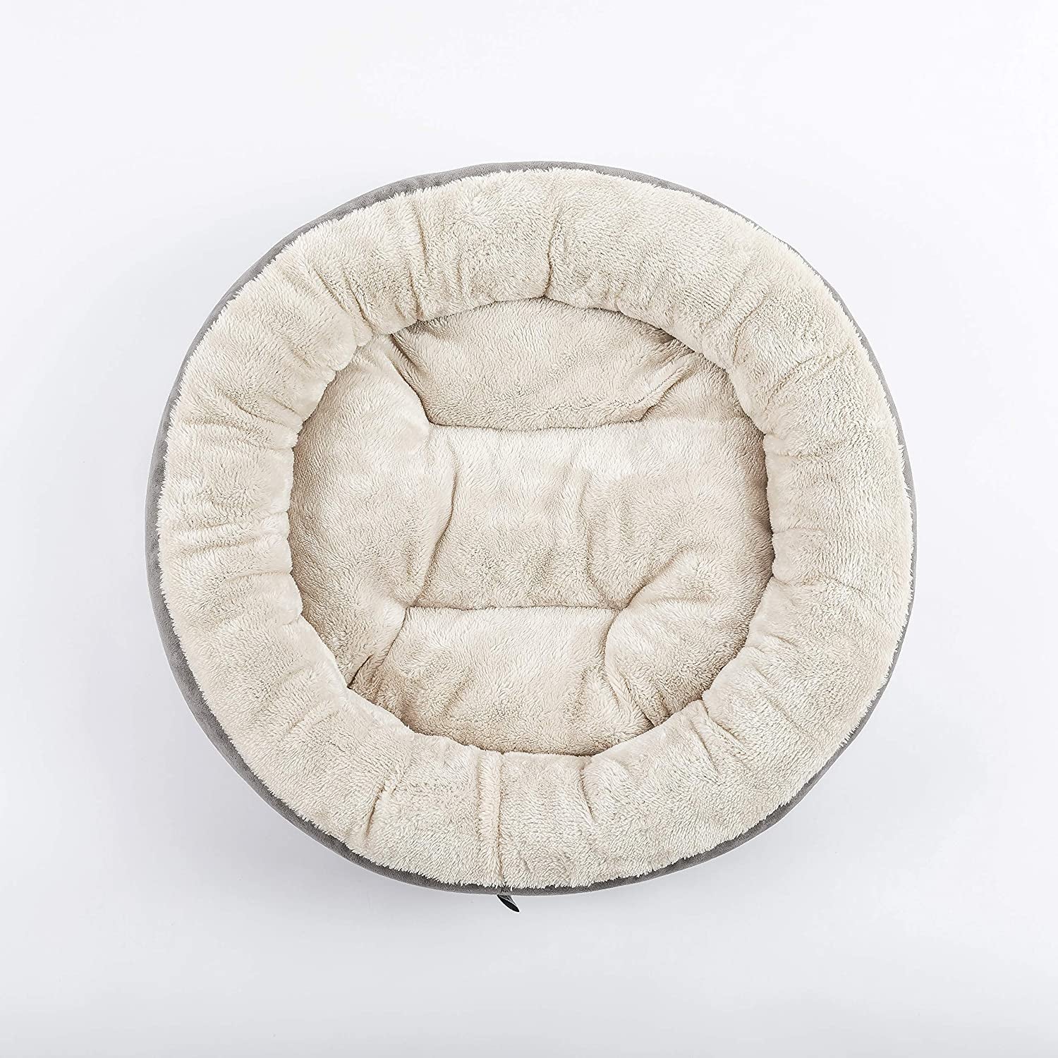 Round Donut Pet Cushion Bed for Cats and Small Dogs, 20-Inch, Anti-Slip Water-Resistant Base, Ultra-Soft Durable Fabric, Washable Luxury Design in Gray
