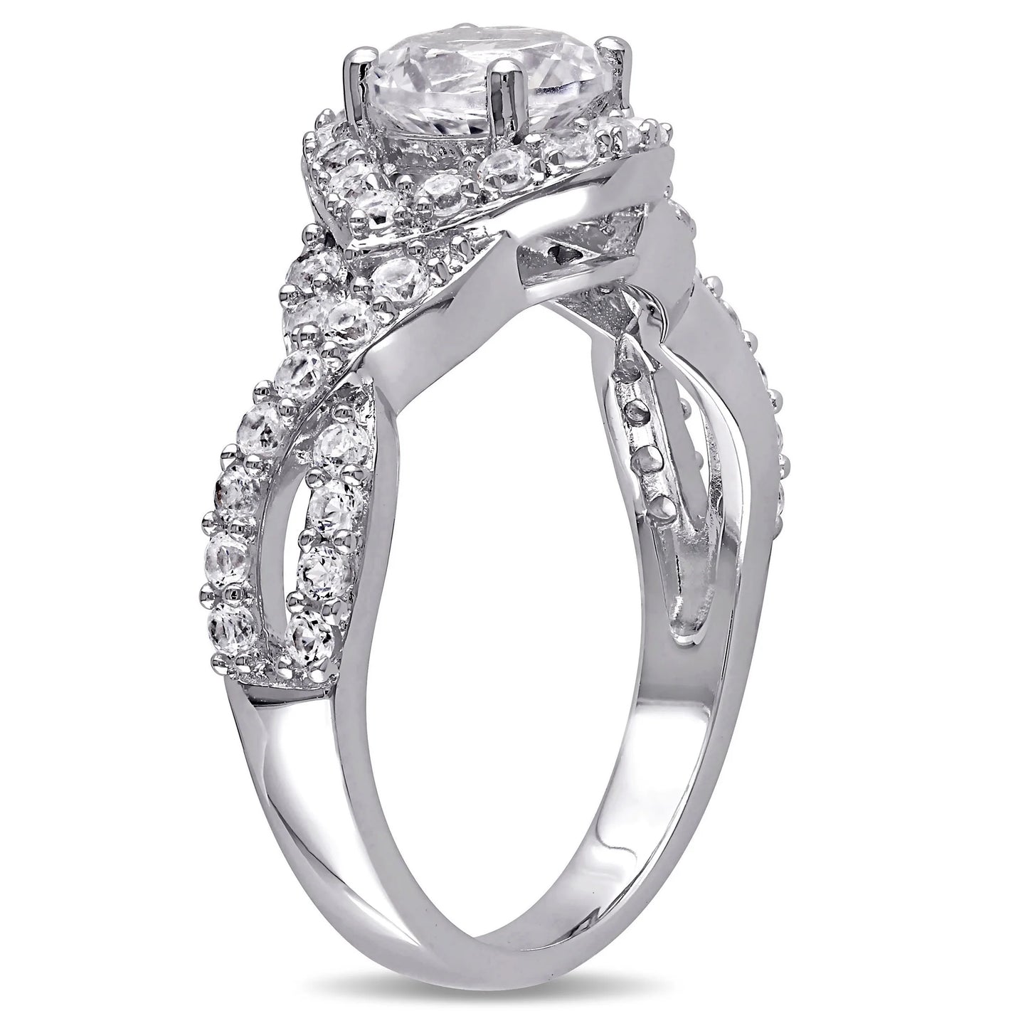 Stunning  Women's Created Sapphire Engagement Ring in Sterling Silver