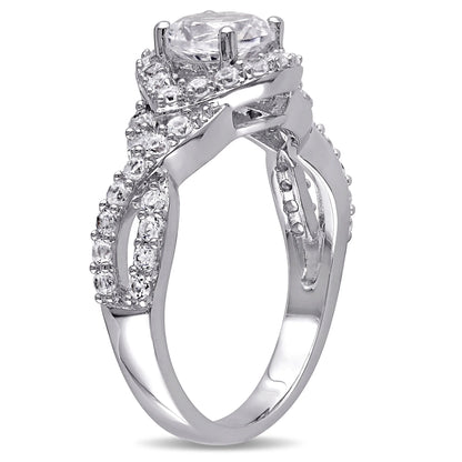 Stunning  Women's Created Sapphire Engagement Ring in Sterling Silver