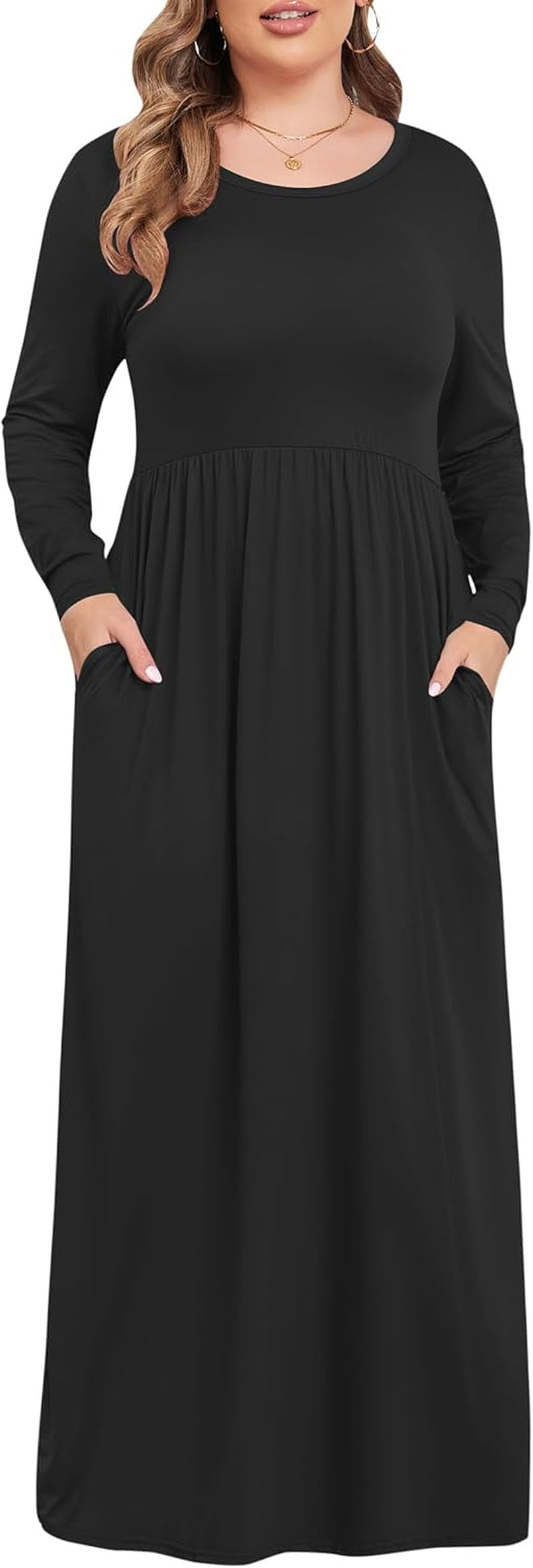 Plus Size Maxi Dress for Curvy Women - Long Sleeve Casual Style