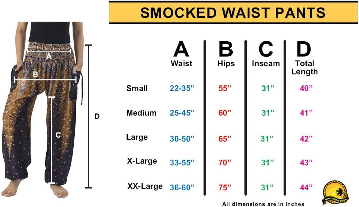 Women's Bohemian Flowing Harem Pants with Smocked Waist for Yoga and Casual Wear