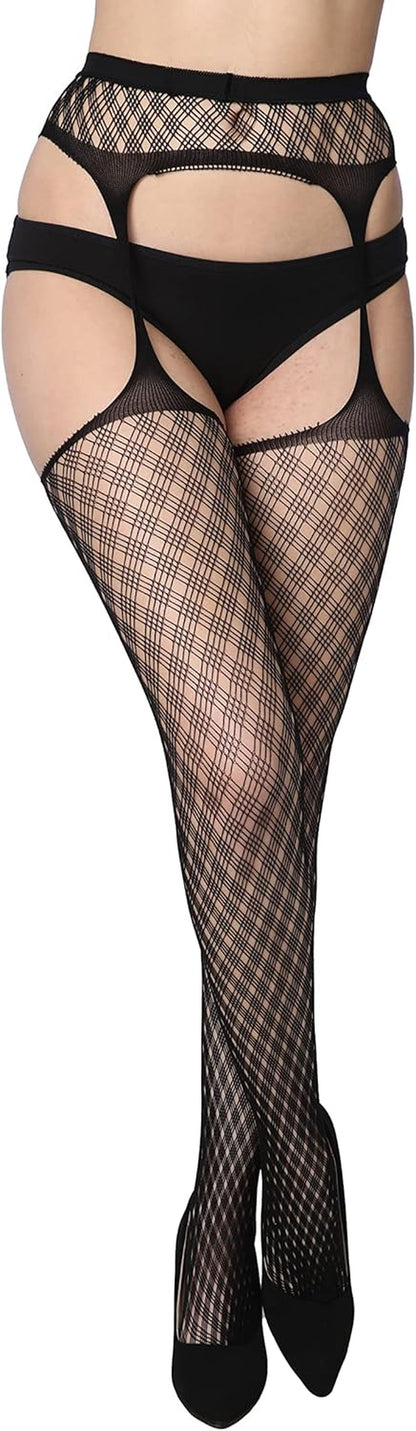Women's Lace Fishnet Stockings - Sexy Pantyhose in Regular and Plus Sizes (Pack of 6)