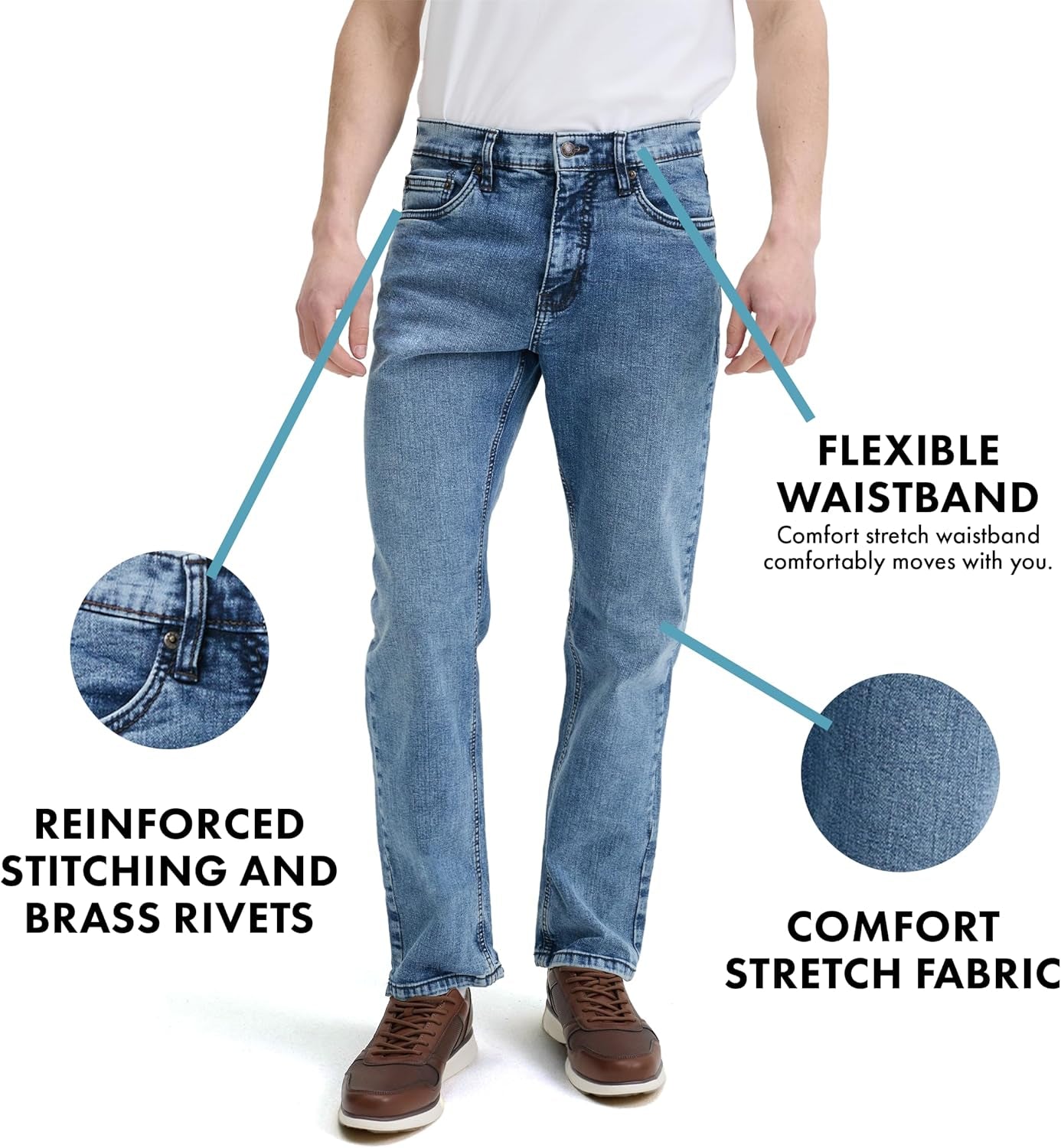 Men's Relaxed Fit Straight Leg Stretch Jeans - Ultimate Comfort Superflex Pants