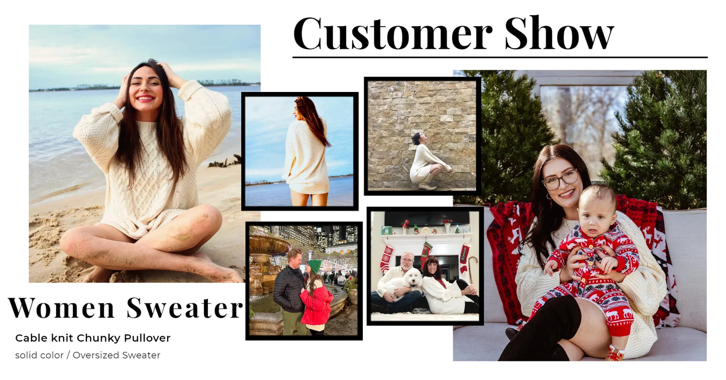 Cozy Chic:  Oversized Cable Knit Chunky Pullover Sweater for Women