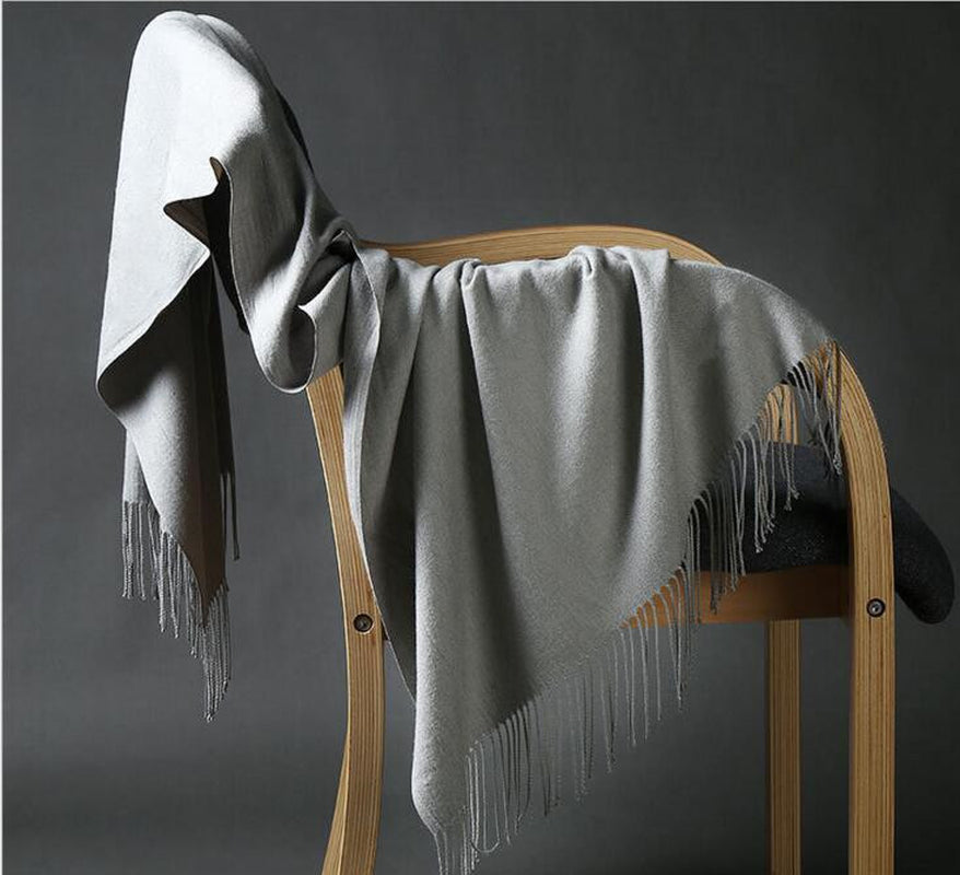 Mens Womens Oversize 100% Cashmere Scotland Wool Blanket Shawl Wrap Solid Scarf