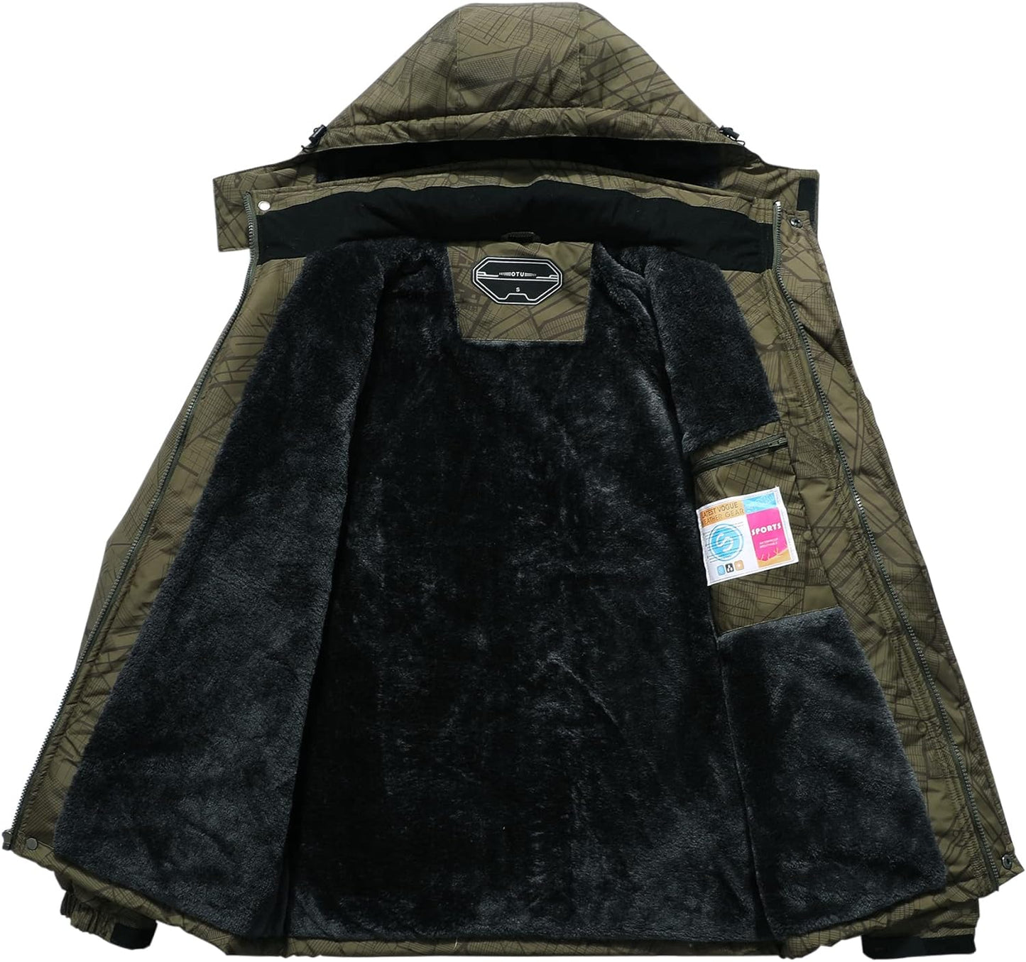 Men's Waterproof Ski Jacket - Warm Winter Hooded Windbreaker for Snowboarding and Mountain Activities