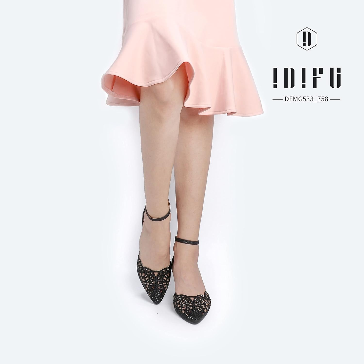 Women's Candice Rhinestone and Sequin Low Kitten Heel Pumps for Bridal and Evening Wear