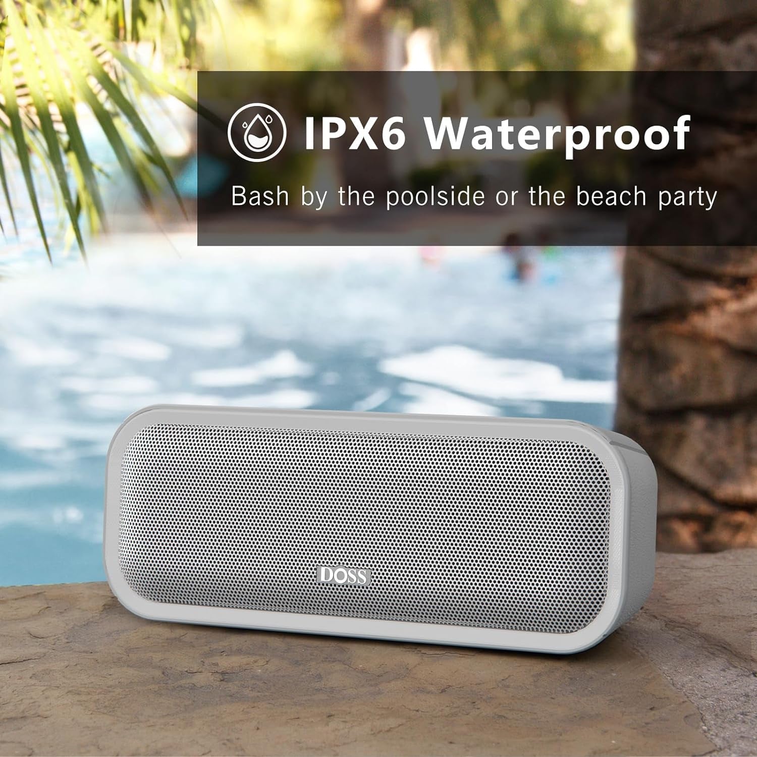 Soundbox Pro+ Bluetooth Speaker - 24W High-Performance Sound, Enhanced Bass, IPX6 Waterproof, 15 Hours Playtime, Wireless Stereo Pairing, Colorful LED Lights, 66 FT Range - Grey