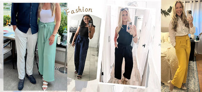 High-Waisted Wide Leg Lounge Pants with Pockets - Adjustable Tie Knot Casual Trousers for Work and Play