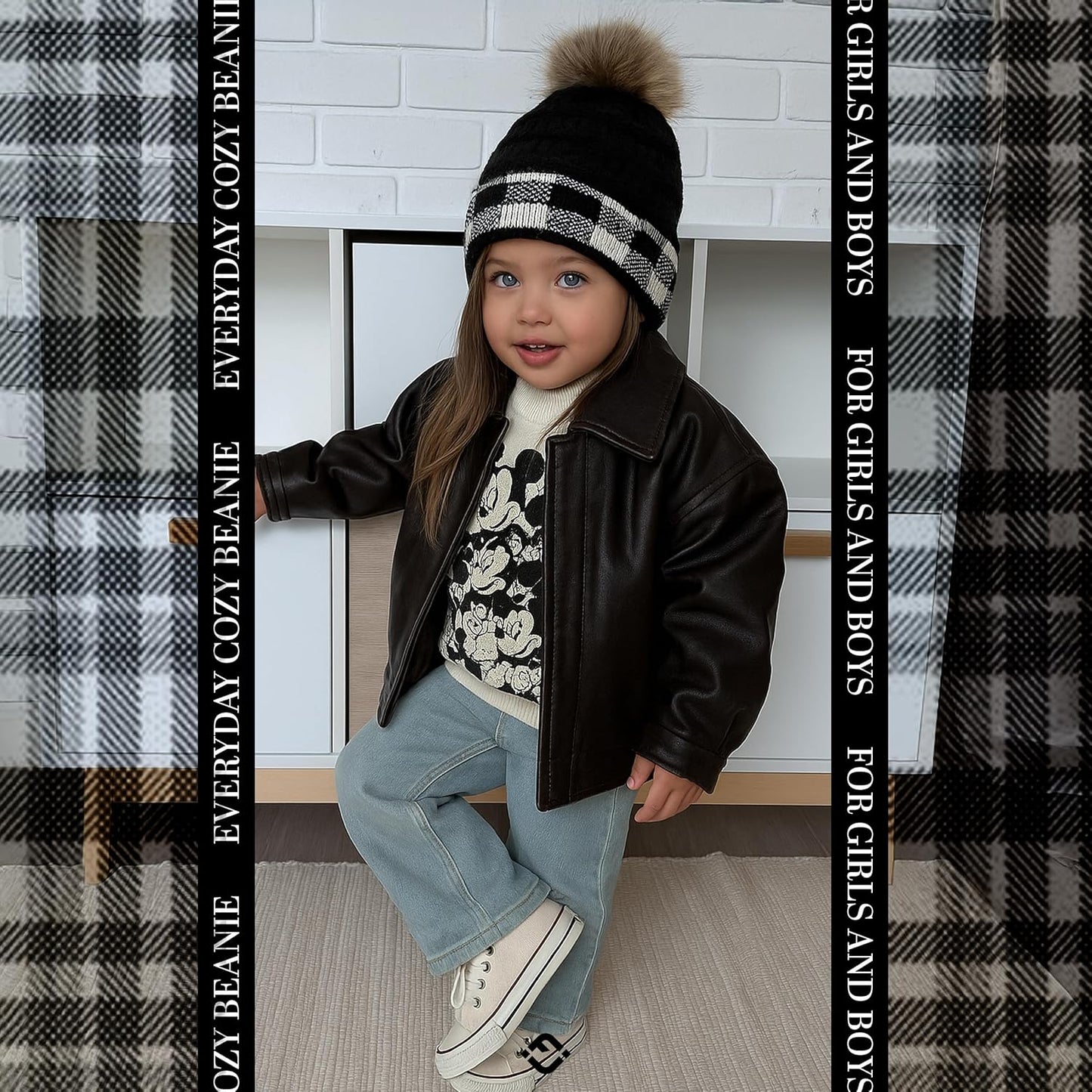 Cozy Toddler Cable Knit Pom Beanie - Warm Winter Hat for Children