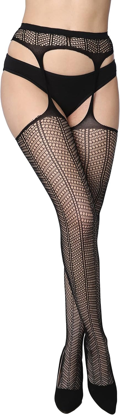 Women's Lace Fishnet Stockings - Sexy Pantyhose in Regular and Plus Sizes (Pack of 6)