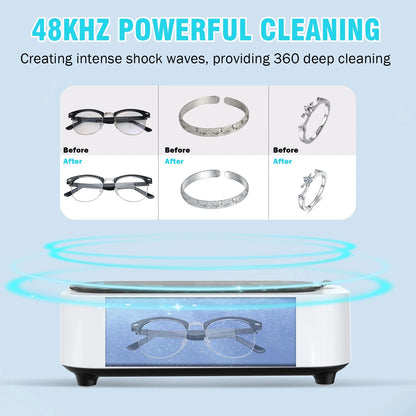 Ultrasonic Jewelry Cleaner - 12Oz 48Khz for Sparkling Rings, Glasses & Jewelry