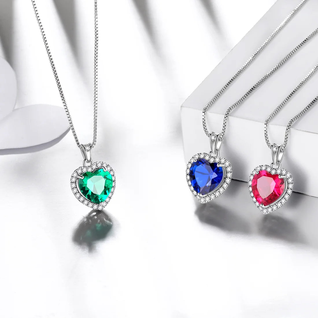 Elegant May Birthstone Jewelry Set for Women - Emerald Heart Necklace & Earrings in 925 Sterling Silver - Perfect Birthday & Mother's Day Gift