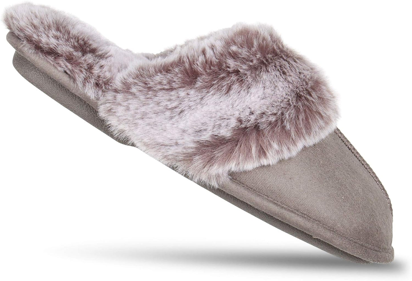 Women's Cozy Faux Fur House Slippers with Memory Foam and Anti-Skid Sole