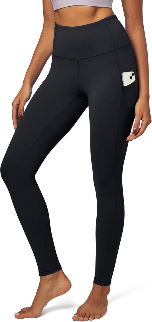 Women's High-Waisted Yoga Pants with Pockets - Tummy Control Compression Leggings for Workout and Running